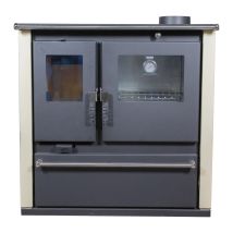 Cocina De Leña Verso Cs Plus - 7,7 Kw Placa Superior Metálica, Horno De Acero Inoxidable Y Paneles Laterales Color Marfil