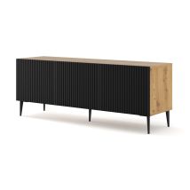 Mueble De Tv Ravenna B 150 Cm 3d Roble Artesanal / Negro Mate + Patas