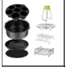 Accesorios para freidora de aire Comelec – Kit de 12 piezas – Moldes, pinchos, soporte para tostadas – Utensilios de cocina