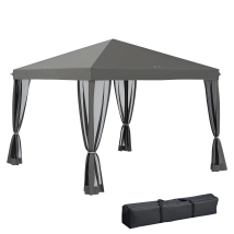 Tonnelle Pliante Style Barnum Colonial 3x3 M Avec 4 Moustiquaires Et Housse De Rangement Grise