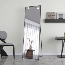 Espejo De Pie Rectangular Con Marco Metálico, Gran Espejo De Alta Definición Para Salón, Dormitorio Y Vestidor - Negro, 165x60 Cm