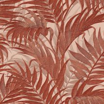 Design Id - Tropical Palm Leaf Orange Wallpaper Textured Paste The Wall Vinyl