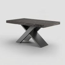 Tavolo Allungabile Design 12 Posti 160/260x90 Base Antracite Roma - Effetto Marmo Nero