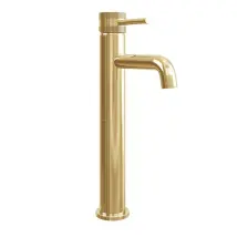 Merano - Core Brushed Brass Modern Round Style Tall Mono Basin Mixer Bathroom Tap