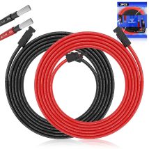 Wddnaot - 3m Solar Panel Cable Kit - Weatherproof Rust, Oxidation Resistant Tinned Copper Solar Panel Cable Extension - 12 Awg Solar Cable - 1,500v 