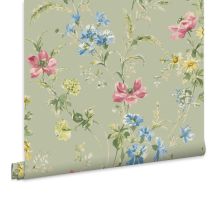 Poppy Meadow Vliestapete Grün 10m x 52cm – Wasserbeständig – Lichtbeständig – Hochwertiger Vliesträger – FSC-zertifiziert