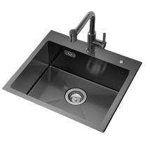 Edelstahl Küchenspüle Spülen Mit 1 Becken 50 X 45 X 18,5 Cm Schwarz - Cecipa