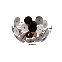 Discalgo Plafoniera Sfera Tondi Metallo Nero Cromato D. 54cm 3 Luci Attacco E14