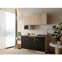 Küche Küchenzeile Einbauküche Singleküche Eiche Schwarz Ingrid 150 Cm Respekta