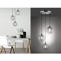 Pendelleuchte Clooney 3-flammig Mit Rauchglas Glaskugeln, Ø 35cm