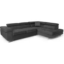Ecksofa Aller L-form Mit Schlaffunktion Und Bettkasten In Dunkelgrau (jasmine 96), Rechts Ottomane