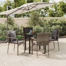 Jinlefu - Vidaxl Set Da Pranzo Giardino 5pz Nero E Grigio Con Cuscini Polyrattan