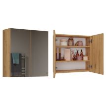 Mueble de baño colgante Pola 2DL – Roble artesano – 2 puertas – 3 estantes ocultos – Diseño moderno