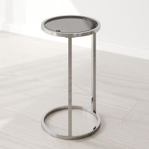 Roomee - Silver Frame Coffee Table With Glass Top Round Side Table