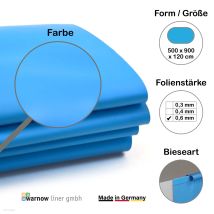 Premium Poolfolie Für Ovalpool, 900 Cm X 500 Cm X 120 Cm, Stärke: 0,6 Mm, Blau, Einhängebiese