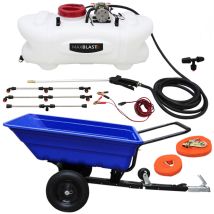 T-Mech – ATV Tipping Trailer & 60 Litre Sprayer – 295kg Load Capacity – 12V Pump – 65PSI Pressure – Includes Gardening Gloves