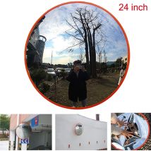 Briefness - Convex Road Safety Mirror, Diameter 24inch 60cm Wide View Angle,polycarbonate Unbreakable Traffic Mirror Orange For Blind Spot Security 