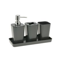 Set di 4 Accessori Bagno – Portaspazzolini, Dosasapone, Bicchiere, Vassoio – Polipropilene – EDCO