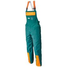 Wavex Schnittschutz-Latzhose EN ISO 11393-2:2019, Klasse 1, Größe 60, grün/orange – 70% Polyester, 30% Baumwolle – PSA-Kategorie III
