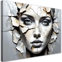 Tableau Moderne, Portrait De Femme En Béton Glamour,90x60