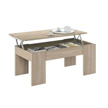 Habitdesign - Mesa De Centro Elevable Low Cost Roble Canadian 100cm (ancho) X 45–56cm (alto)