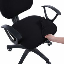 Stretch-jacquard-sitzbezüge Für Büro- Und Computerstühle, Abnehmbare, Waschbare, Staubdichte Sitzkissenschoner Für Bürostühle – Schwarz(ohne 