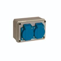Caja combinada con 2 tomas Schuko – Protección IP54 – 120 x 80 x 50 mm