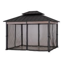 Stahl Pavillon Simms Mit Moskitonetz & Vorhang - 300cm X 360cm, Schwarz