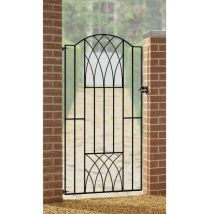 Cannock Gates - Abbey Modern Verona Tall Bow Top Single Gate - Solid Steel - Fits Gap Of 880 Mm X 1798 Mm High - Electro Galv./black Powder Coated