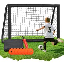 Randaco Fußballtor 180 X 120 X 60 Cm – Kinder Fußballtor Mit Torwand & Netz, Stabiles Metalltor Für Garten & Indoor, Schwarz