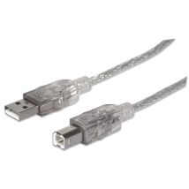 Cable Usb 2.0 A-b Macho/macho De Manhattan, 1,8 M, Plateado