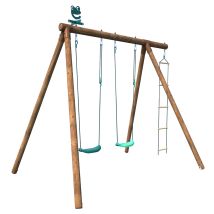 Soulet - Columpio De Madera Infantil Con Escalera Arthur 278x189x222 Cm - Estructura De Jardín Con 2 Columpios Regulables Y Escalera De Cuerda - 