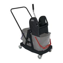 Certeo - Carro Para Limpieza En Húmedo 2 Cubos Rodantes Dobles De 17 L