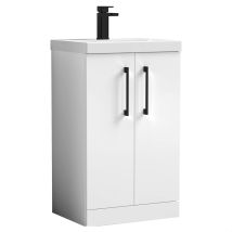 Balterley Bramshall Modern Bathroom 2 Soft Close Door & Mid-edge Vanity Unit Basin, Gloss White,500 Mm