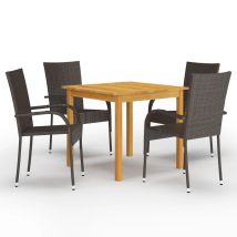 Vovo - Juego De Comedor De Jardín Muebles De Exterior 5 Piezas Marrón 020013812