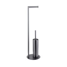Fugaflow Eccelente Porte-rouleau De Toilette Indépendant Avec Brosse De Toilette - Gunmetal Pvd Brossé