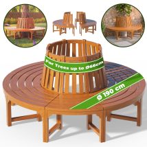 Casaria - 190cm Circular Tree Bench With Backrest Weatherproof Fsc -certified Pre-oiled Eucalyptus Wood Round Wooden Garden Seating Decorative Outdoor