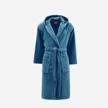 Accappatoio In Cotone Blu Con Cappuccio Victor