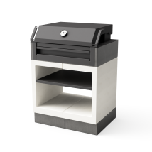 Barbecue Fixe Pour Bois Et Charbon Modèle Kitaway Grill Otte (gris/blanc - 84 X 63 X 115 Cm) Ref: T00316 - Design Moderne Et Fonctionnel - Tuozi