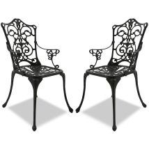 Centurion Supports Tabreez 2-large Garden & Patio Bistro Chairs With Armrests In Cast Aluminium Black