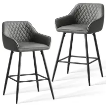 Jymtom - Lot De 2 Tabourets De Bar Chaises En Cuir,siège Rembourrée, Pieds En Métal,tabouret. Chaises À Manger, Bars, Jambes Métalliques