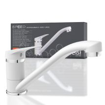 Speed Ni182scr-w Rubinetto Lavello Cucina, Miscelatore Cucina Girevole A 360°, Ideale Per Il Doppio Utilizzo Con Una Sola Mano, Rubinetto Cucina, 