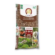 Acolchado universal 50 L – OBRPFUNI50N – Acolchado natural marrón para jardín – Conserva humedad y limita malas hierbas