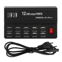 Prenfle - Ej.life Steckdosenleiste Überspannungsschutz 12 Multi Ports Schnellladegerät Usb-station 100-240 V Internationaler Usb-ladehub Kabel 