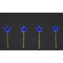 Set Of 4 Christmas Infinity Star Light Up Garden Pathway Stakes Blue - 60cm Tall