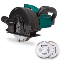 Vonroc Scanalatrice Da Muro 1700w-150mm. Include 4 Dischi Diamantati E Sacca Portautensili