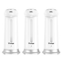 Desineo - Lot De 3 Distributeurs Automatiques De Savon, Gel Hydroalcoolique 330 Ml Gris Et Blanc Soap Dispenser Auto Dispenser
