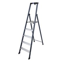 Krause – Escalera de tijera de 5 peldaños de aluminio anodizado – Altura de trabajo 3050 mm – Capacidad 150 kg