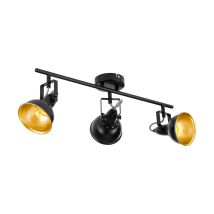 Deckenstrahler Thornton, Deckenlampe Mit 3 Spots, Vintage Deckenleuchte Wohnzimmer, Retro Lampe Decke, Wohnzimmerlampe Aus Metall In Schwarz Gold, E14