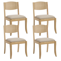Wahson 4pcs Dining Chairs Linen Kitchen Chairs Wooden Side Chair Armless For Living Room Restaurant, Natural Wood
